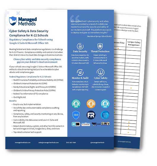 ManagedMethods Cyber Safety and Security Compliance for K12 Datasheet