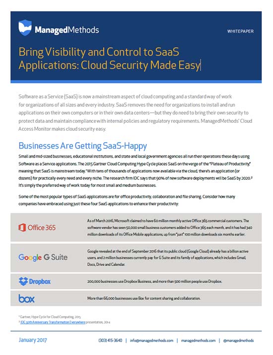 Visibility and Control of SaaS Applications White Paper